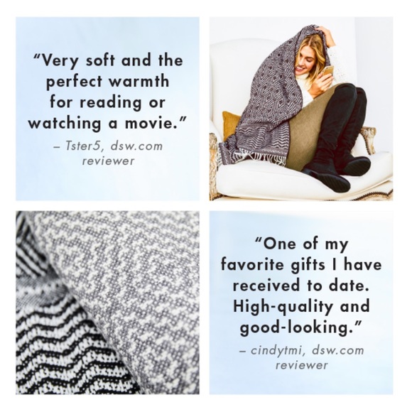 🆕 Geometric Pattern Knit Fringe Throw Blanket GRY - Picture 5 of 13